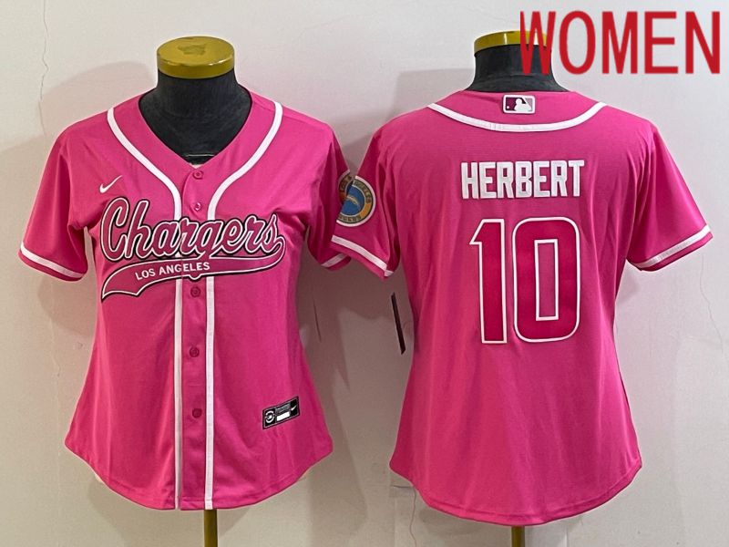 Women Los Angeles Chargers #10 Herbert Pink 2022 Nike Co branded NFL Jerseys
